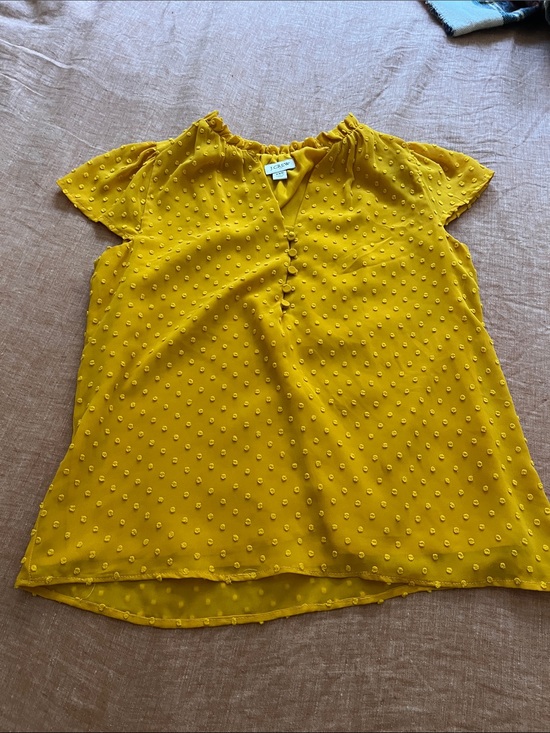 J. Crew Tops - J. Crew Mustard Yellow Swiss Dot Blouse